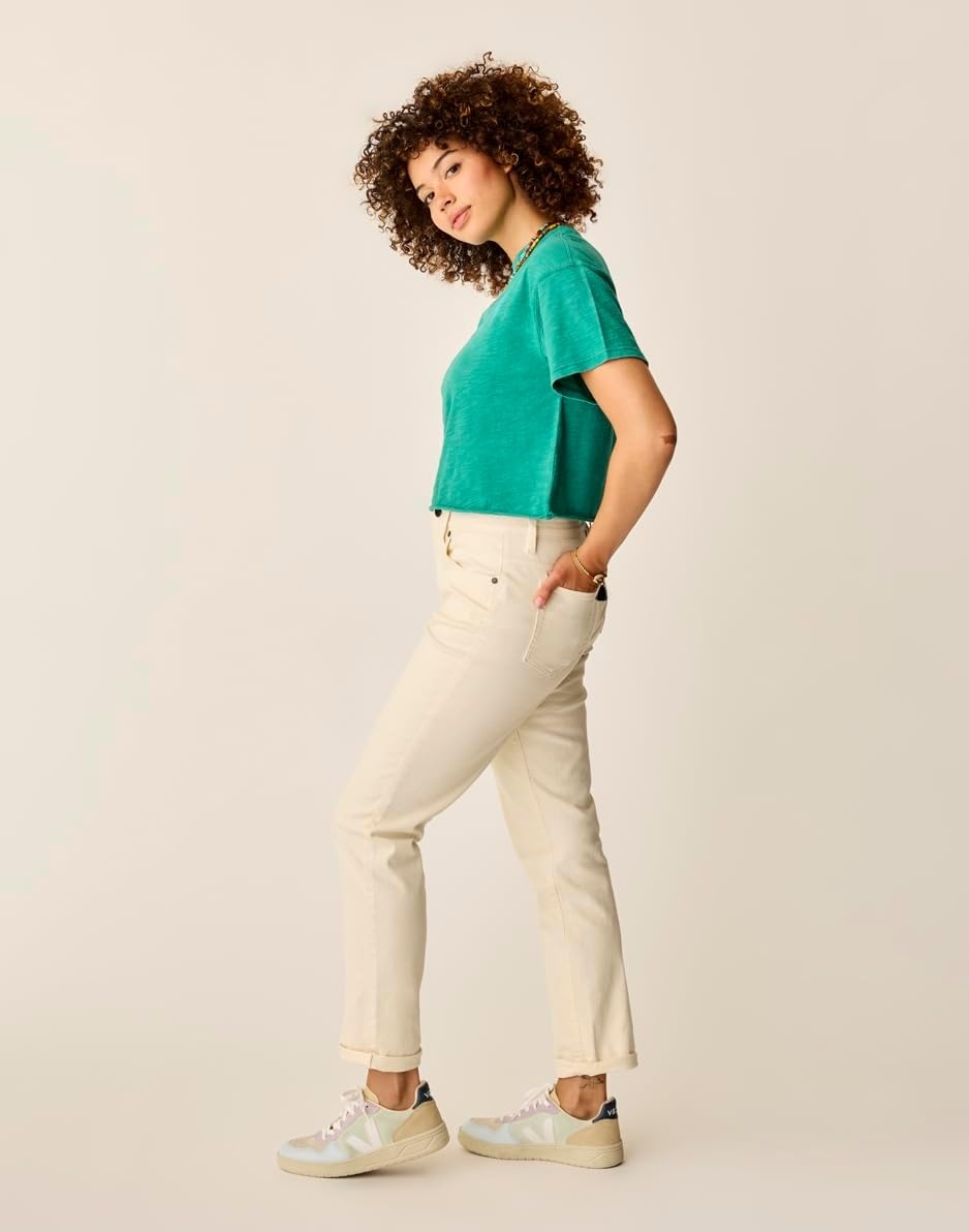 image:imageCarve Designs Carson Boyfriend Jeans for Women MidRise amp Relaxed FitEcru