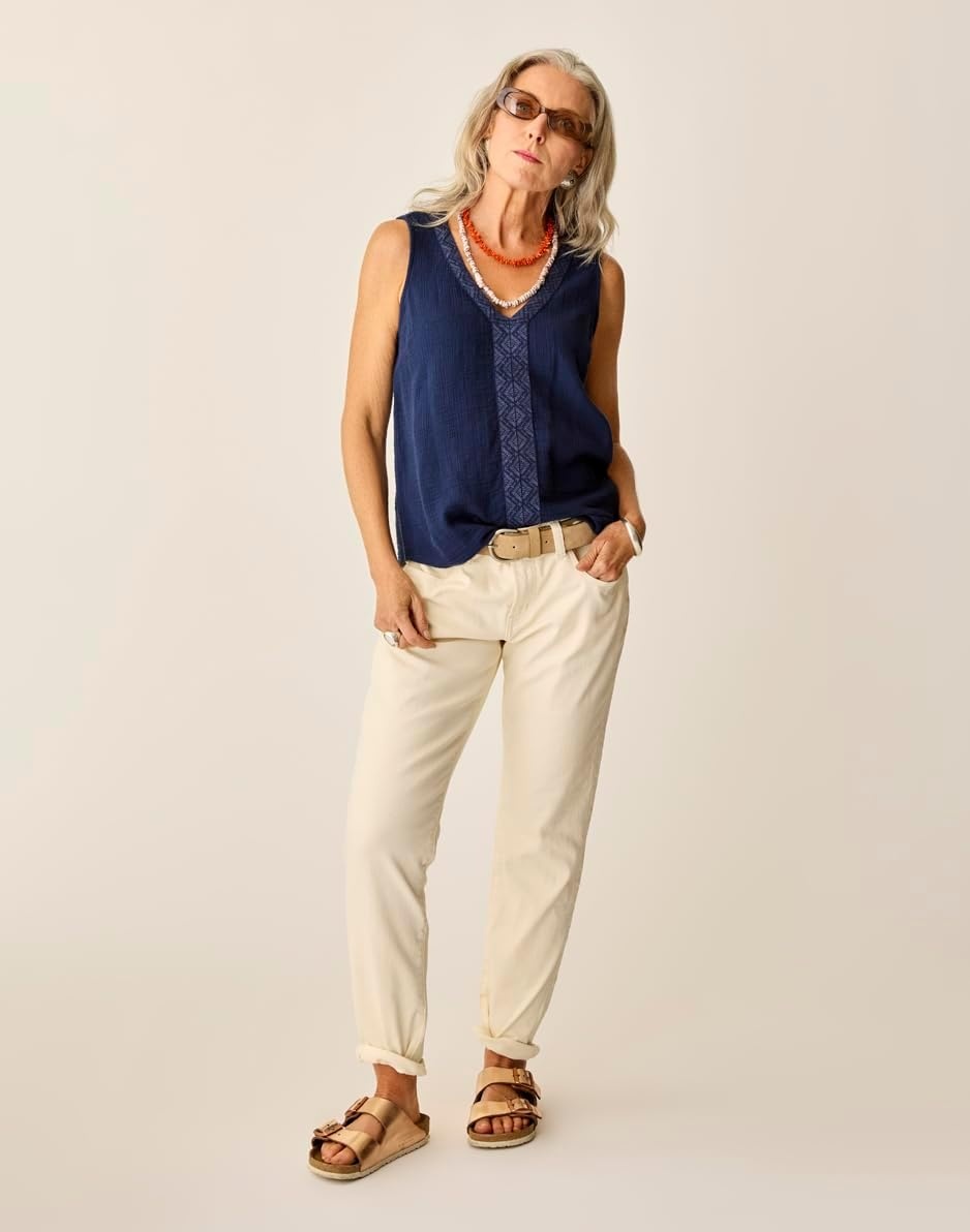 image:imageCarve Designs Carson Boyfriend Jeans for Women MidRise amp Relaxed FitEcru