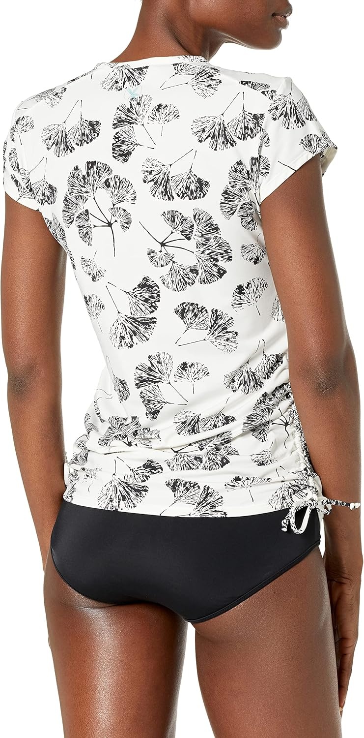 image:imageCarve Designs Dawson Rash Guard for Women Half Zip Recycled Polyester Short Sleeve Sun Shirt UPF 50Cloud Ginkgo