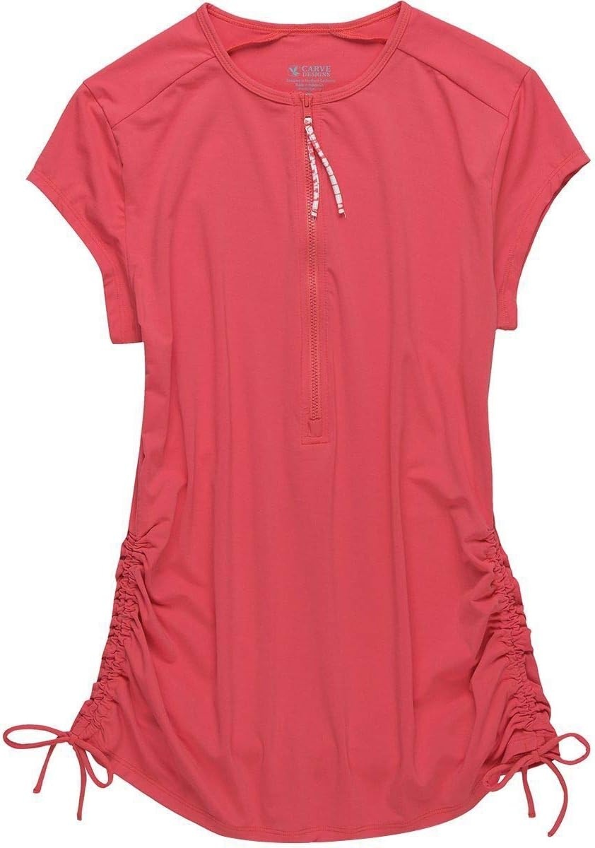 image:imageCarve Designs Dawson Rash Guard for Women Half Zip Recycled Polyester Short Sleeve Sun Shirt UPF 50Mariposa