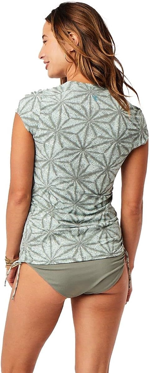 image:imageCarve Designs Dawson Rash Guard for Women Half Zip Recycled Polyester Short Sleeve Sun Shirt UPF 50Moss Makai