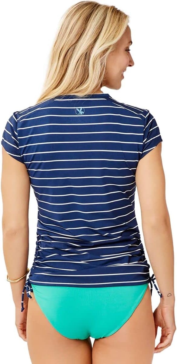 image:imageCarve Designs Dawson Rash Guard for Women Half Zip Recycled Polyester Short Sleeve Sun Shirt UPF 50Nautical