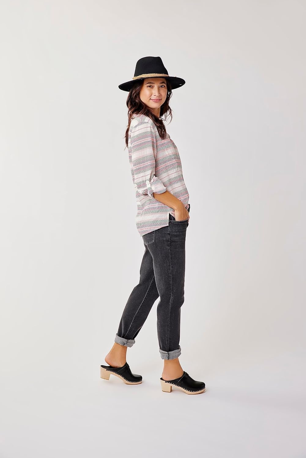image:imageCarve Designs Dylan Gauze Shirt WomensCloud Block Stripe