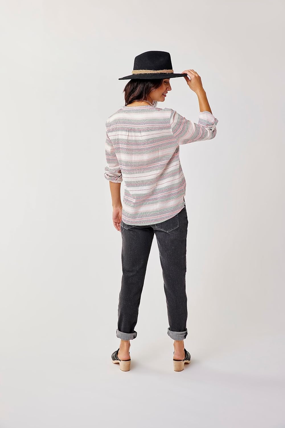 image:imageCarve Designs Dylan Gauze Shirt WomensCloud Block Stripe