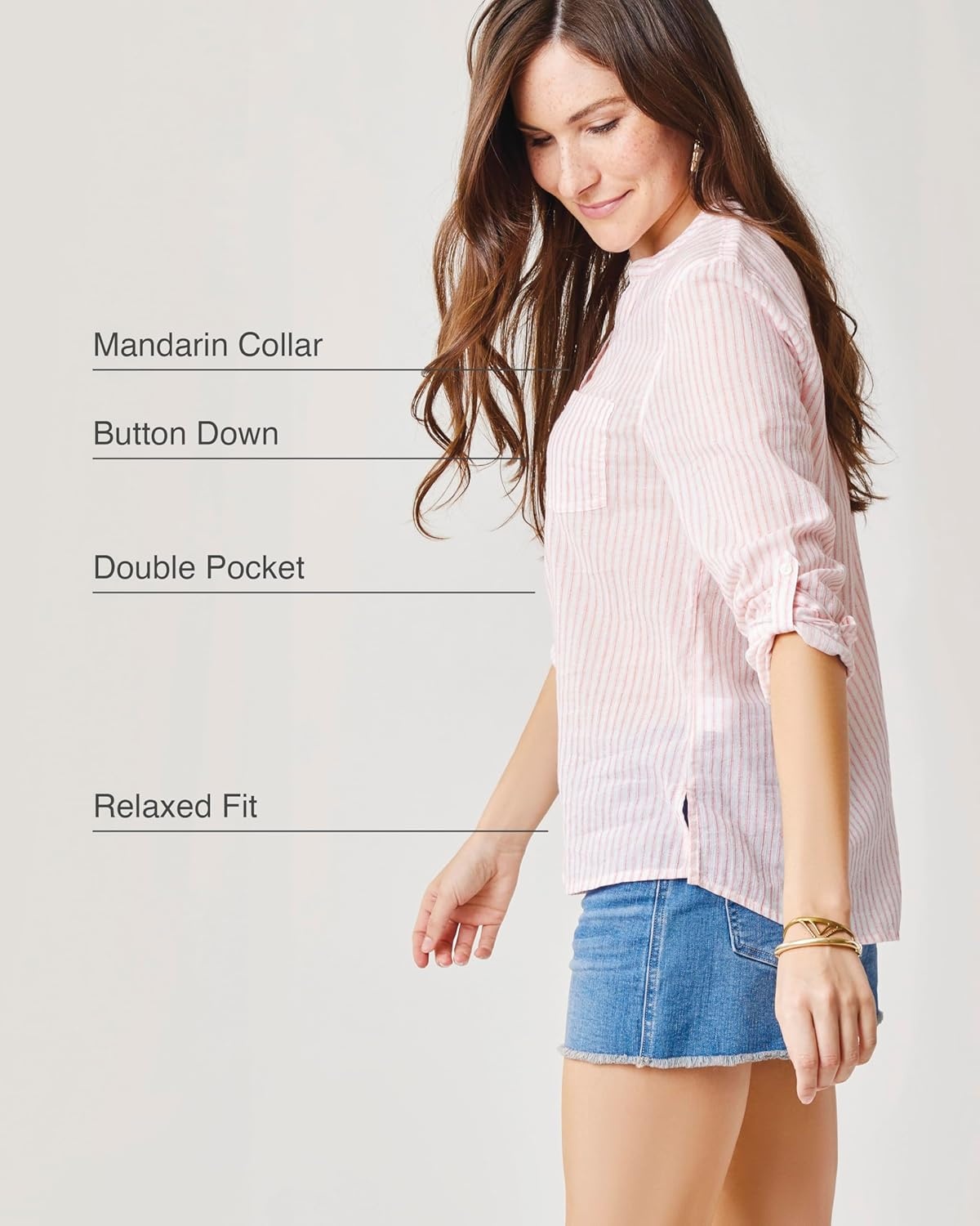 image:imageCarve Designs Dylan Gauze Shirt WomensGrapefruit Milos Stripe