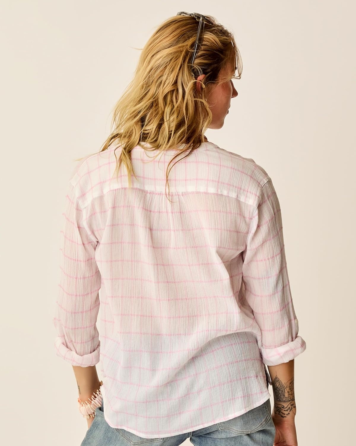 image:imageCarve Designs Dylan Gauze Shirt WomensHot Pink Plaid