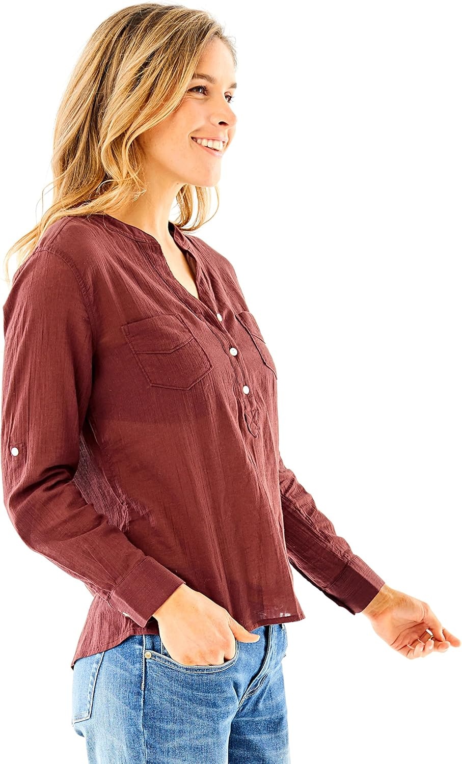 image:imageCarve Designs Dylan Gauze Shirt WomensMerlot