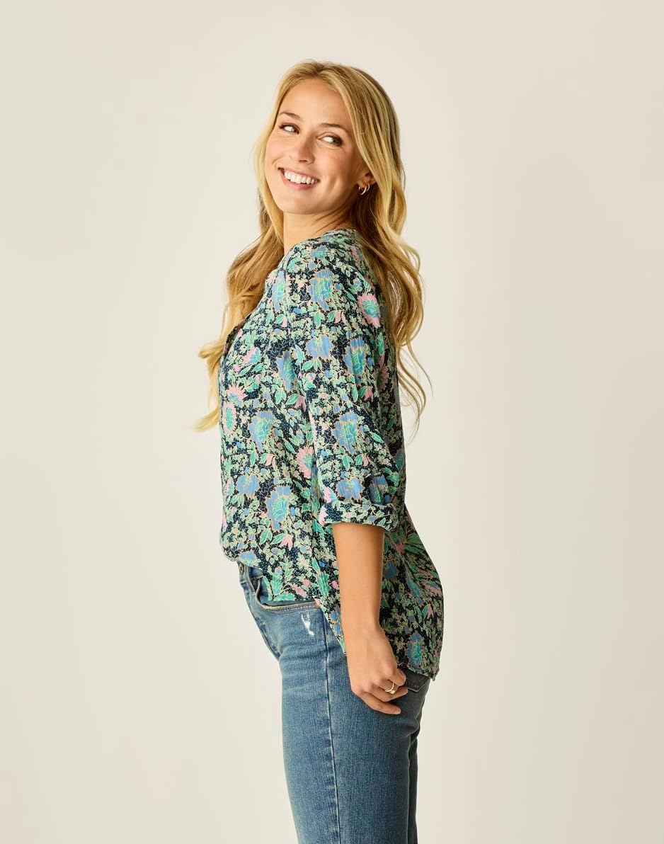 image:imageCarve Designs Dylan Gauze Shirt WomensNavy Multifloral