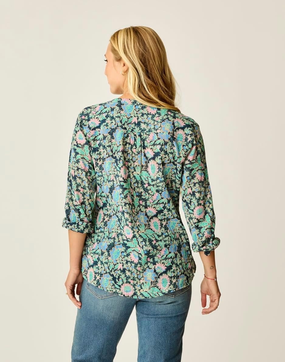 image:imageCarve Designs Dylan Gauze Shirt WomensNavy Multifloral