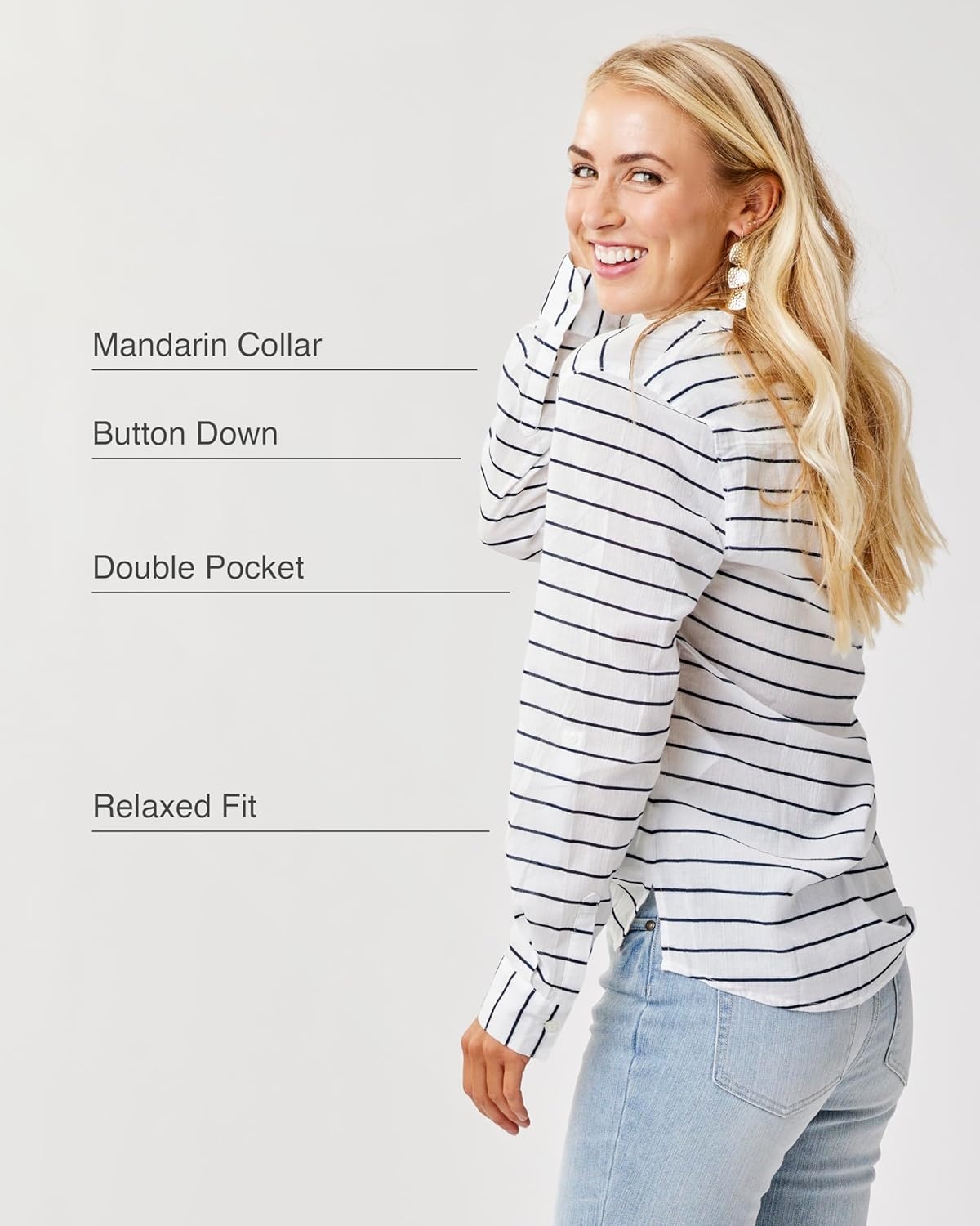 image:imageCarve Designs Dylan Gauze Shirt WomensNavy Pinstripe