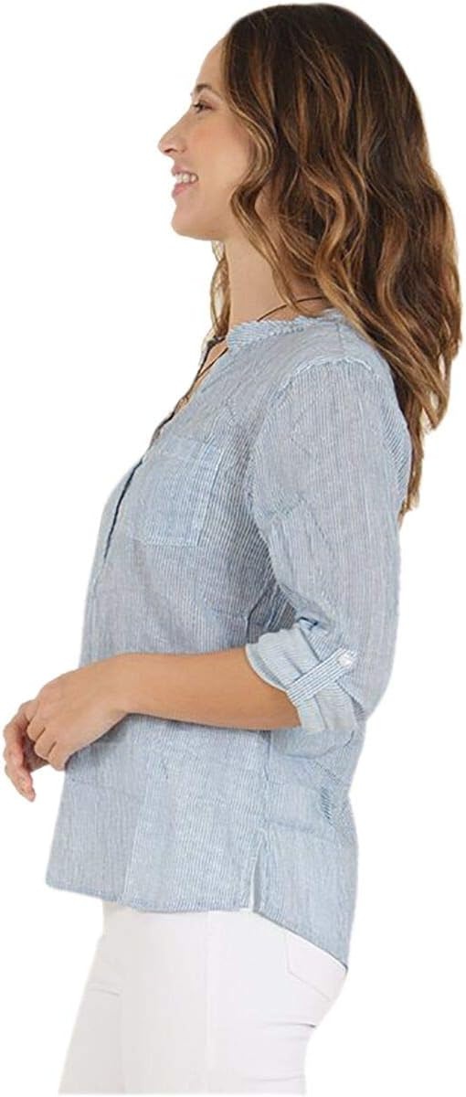 image:imageCarve Designs Dylan Gauze Shirt WomensPacific Mini Stripe