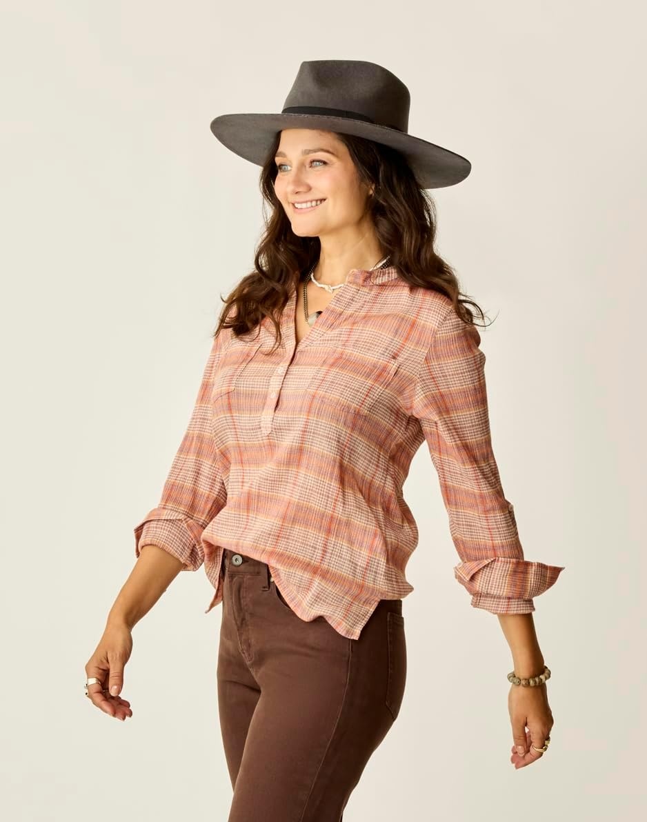 image:imageCarve Designs Dylan Gauze Shirt WomensRosewood Plaid