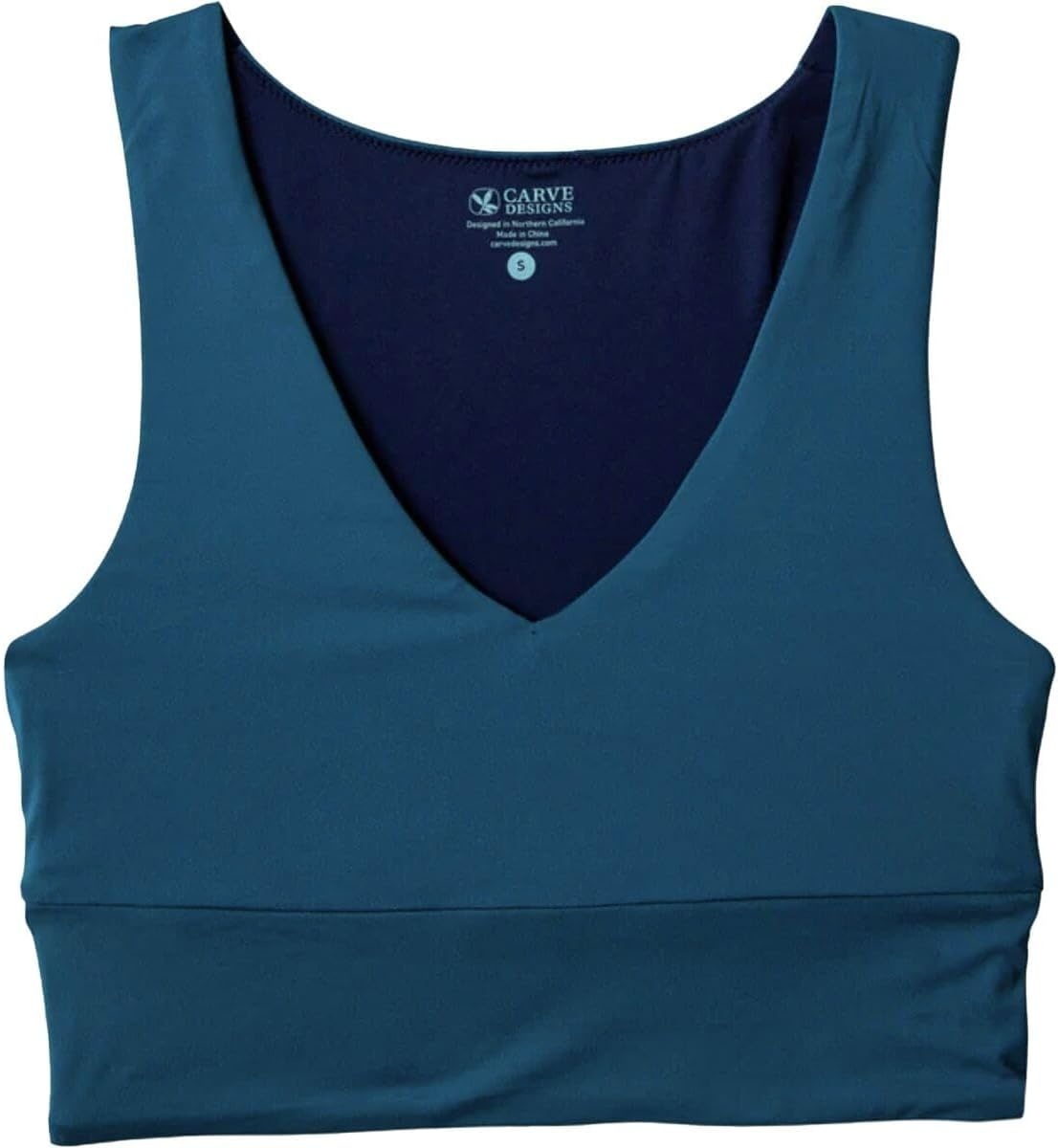 image:imageCarve Designs Tofino Longline Bikini Top for Women VNeck Recycled Fabric Swim Tank Top with Removable Chest PadsAzul