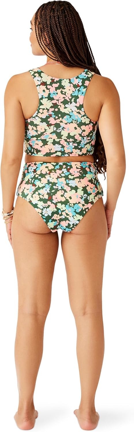 image:imageCarve Designs Tofino Longline Bikini Top for Women VNeck Recycled Fabric Swim Tank Top with Removable Chest PadsWildflower