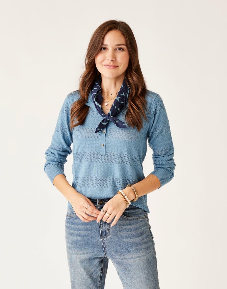 image:imageCarve Designs Womens Amara Pointelle SweaterStorm