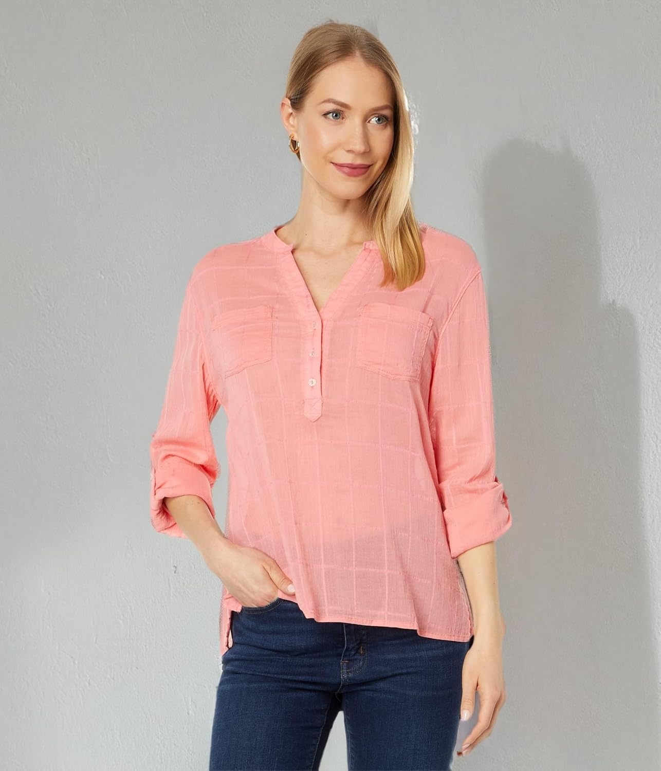 image:imageCarve Designs Womens Dylan Textured ShirtGrapefruit