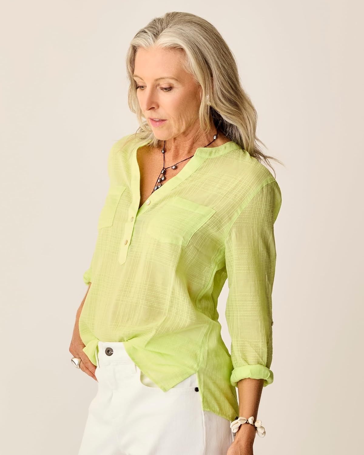 image:imageCarve Designs Womens Dylan Textured ShirtLimeade