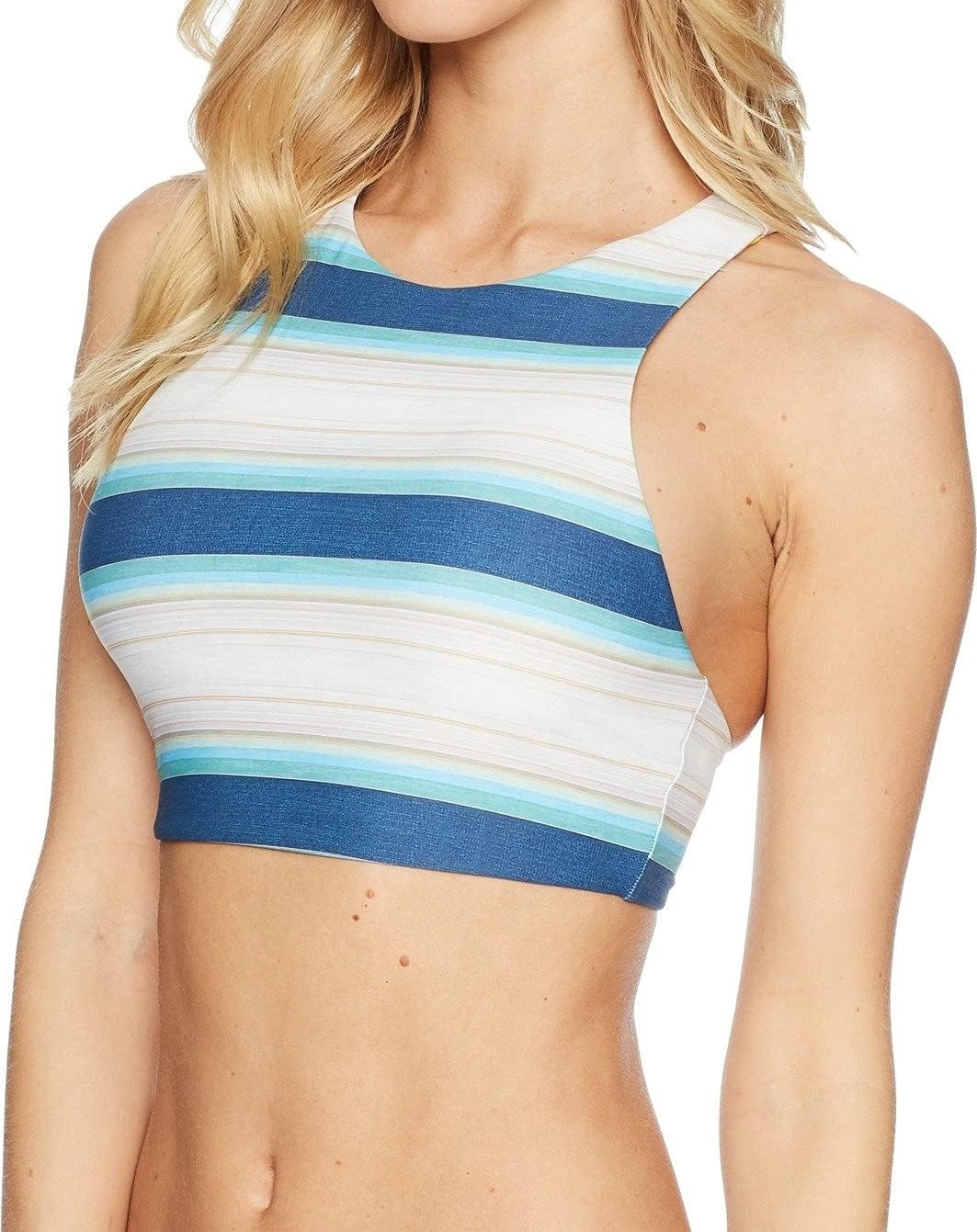 image:imageCarve Designs Womens Sanitas Reversible Top Navy HakuNavy Bayside LGPlaya StripeGold Palms