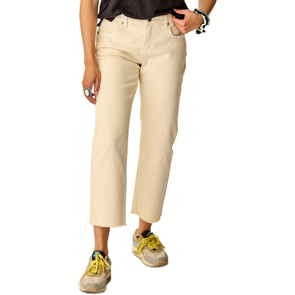 image:imageCarve Designs Austin Crop Jeans for Women Organic Cotton MidRise Boyfriend JeansEcru