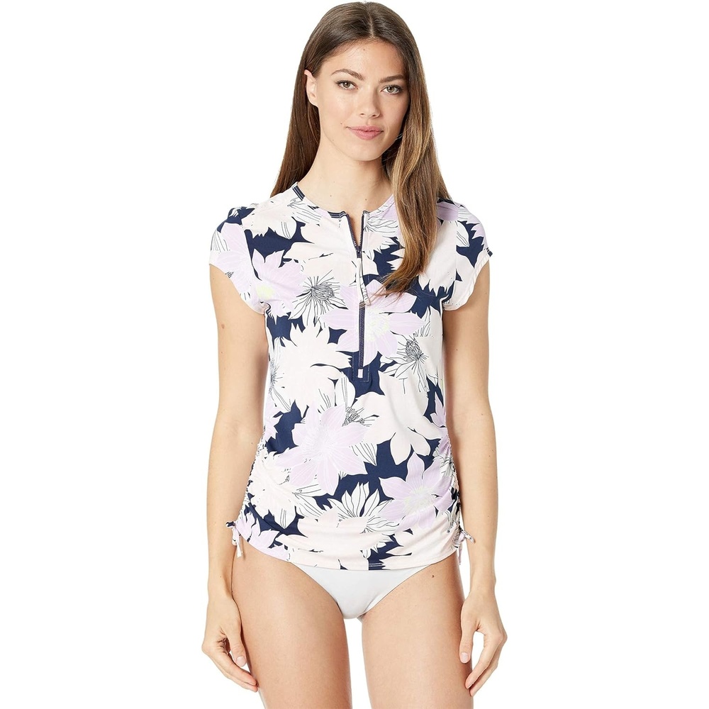 image:imageCarve Designs Dawson Rash Guard for Women  Half Zip Recycled Polyester Short Sleeve Sun Shirt UPF 50Bolinas