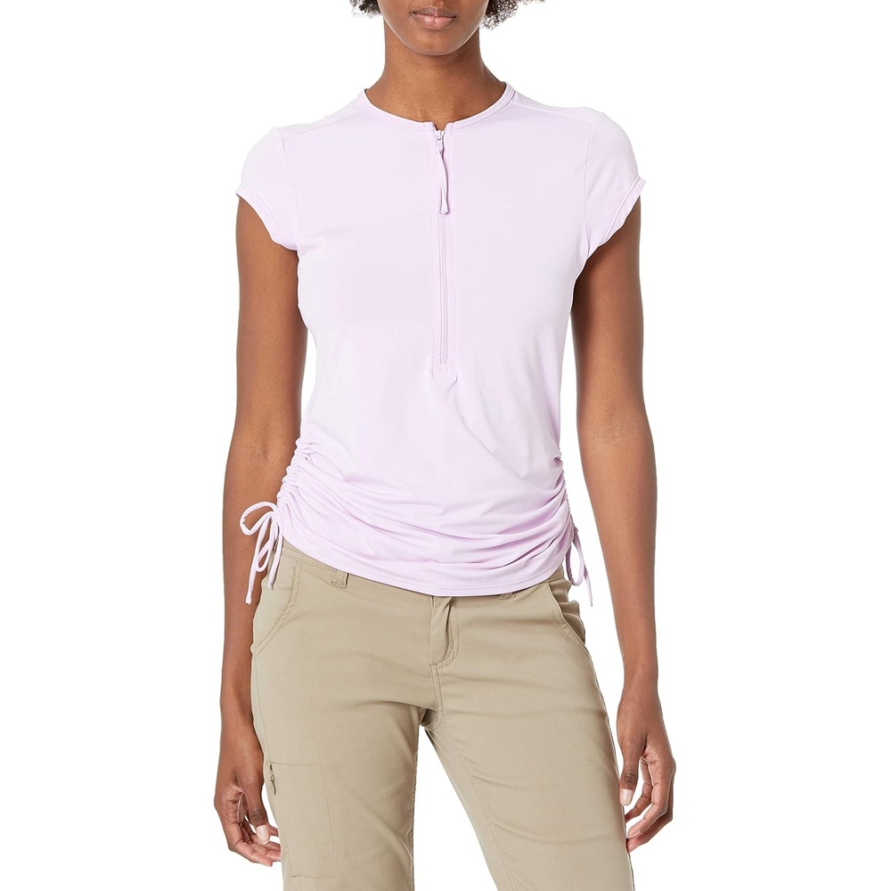 image:imageCarve Designs Dawson Rash Guard for Women  Half Zip Recycled Polyester Short Sleeve Sun Shirt UPF 50Lilac