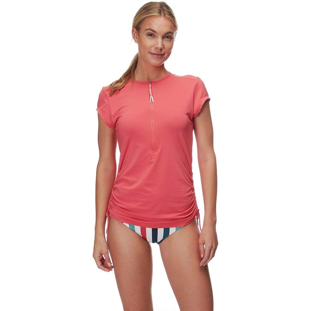 image:imageCarve Designs Dawson Rash Guard for Women Half Zip Recycled Polyester Short Sleeve Sun Shirt UPF 50Mariposa