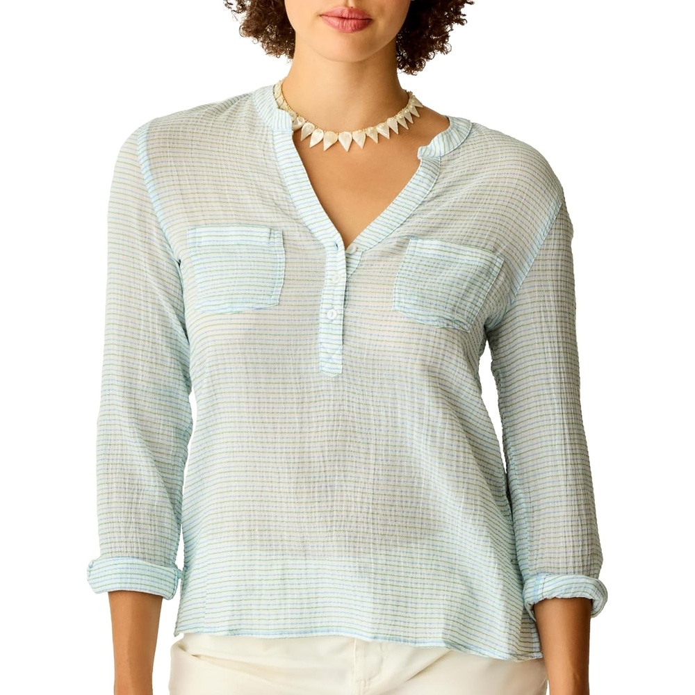 image:imageCarve Designs Dylan Gauze Shirt WomensLagoon Stripe