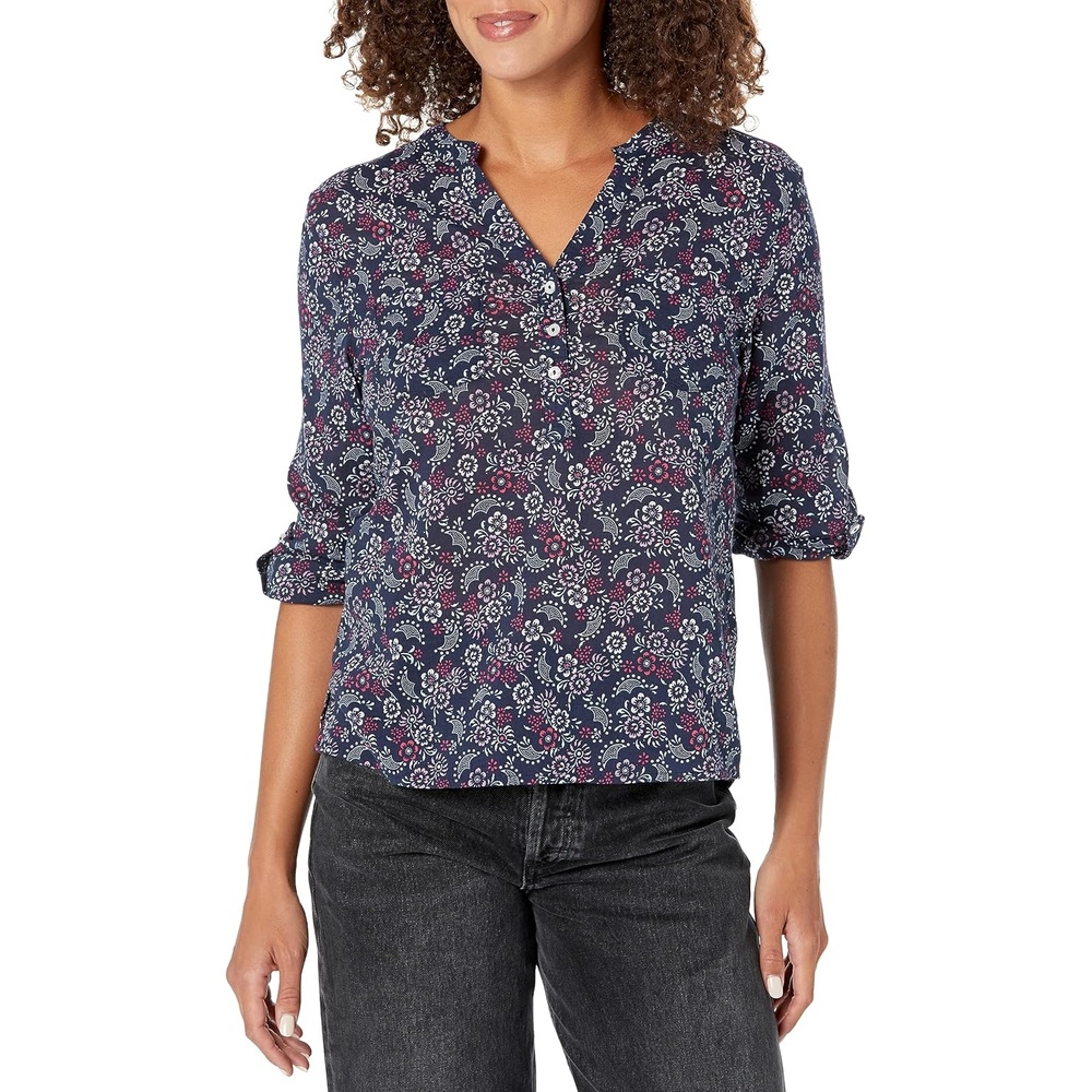 image:imageCarve Designs Dylan Gauze Shirt  WomensNavy Ditsy