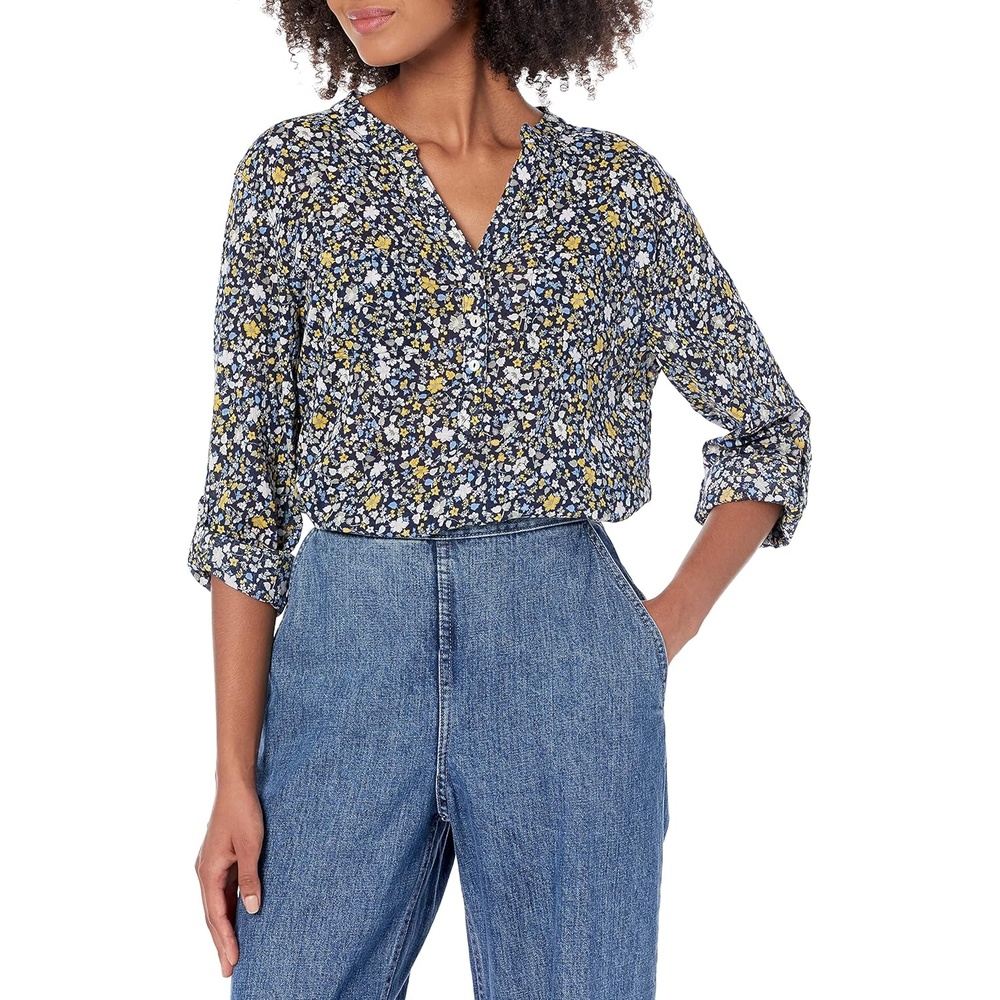 image:imageCarve Designs Dylan Gauze Shirt WomensNavy Folk Floral