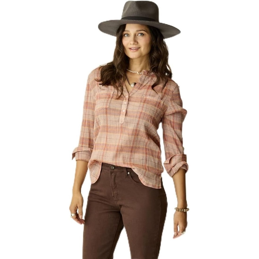 image:imageCarve Designs Dylan Gauze Shirt WomensRosewood Plaid