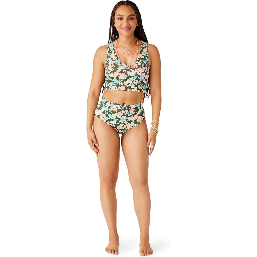 image:imageCarve Designs Tofino Longline Bikini Top for Women VNeck Recycled Fabric Swim Tank Top with Removable Chest PadsWildflower