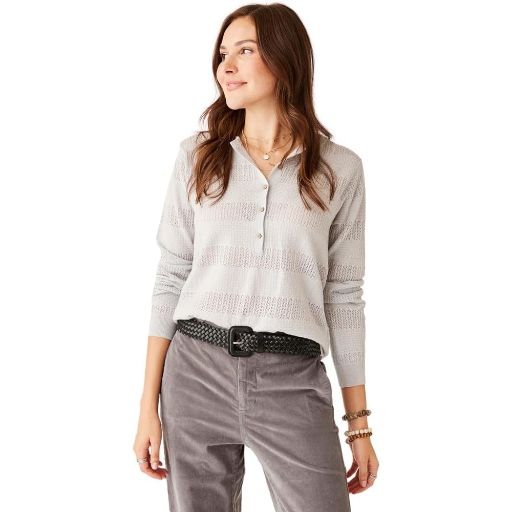 image:imageCarve Designs Womens Amara Pointelle SweaterLt Grey Heather