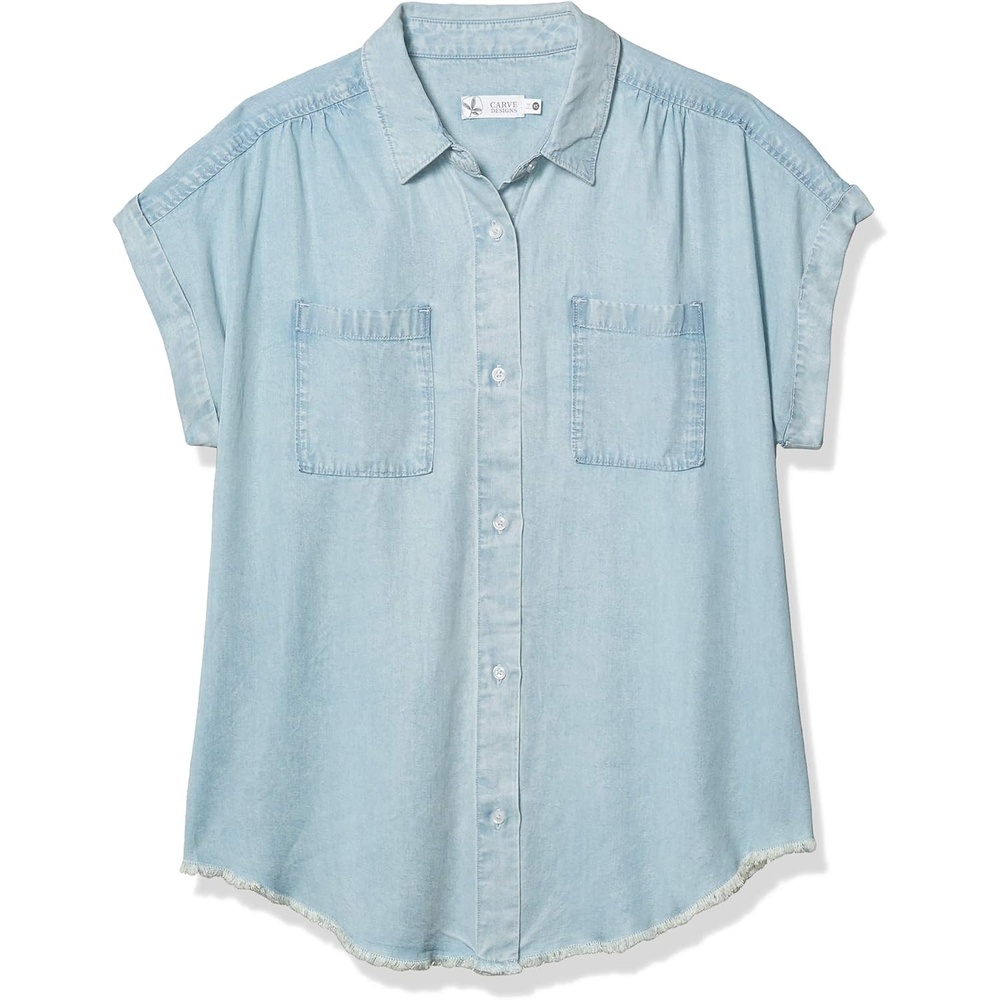 image:imageCarve Designs Womens Huck Ss ShirtLight Chambray