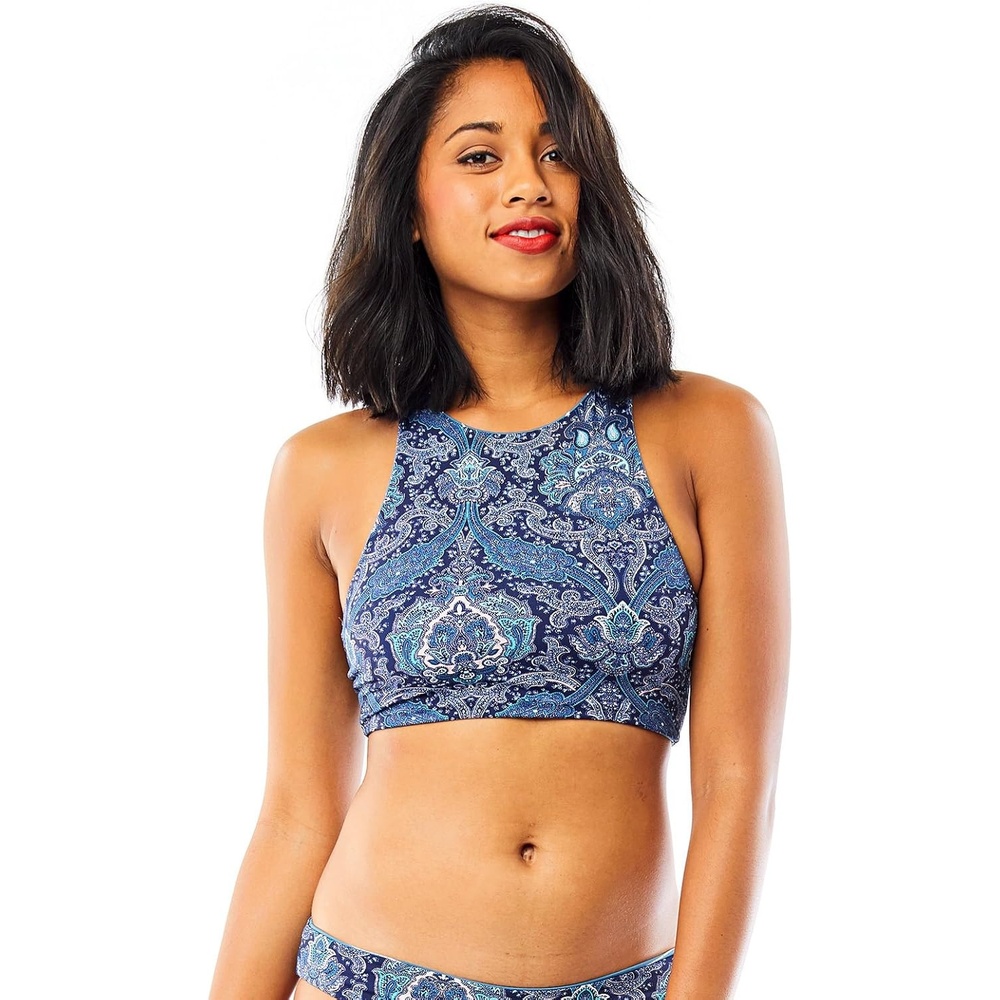 image:imageCarve Designs Womens Sanitas Reversible Top Navy HakuNavy Bayside LGWater StripeIndigo Paisley