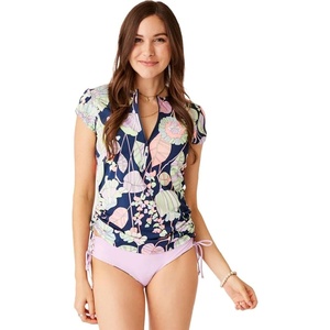 Carve Designs Dawson Rash Guard for Women – Half Zip Recycled Polyester Short Sleeve Sun Shirt, UPF 50(Brigitte)
