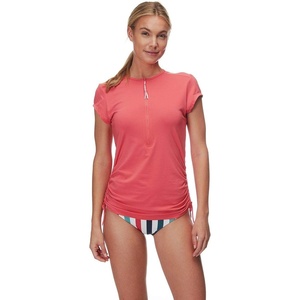 Carve Designs Dawson Rash Guard for Women – Half Zip Recycled Polyester Short Sleeve Sun Shirt, UPF 50(Mariposa)