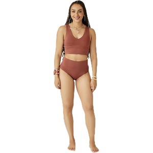Carve Designs Tofino Longline Bikini Top for Women – V-Neck, Recycled Fabric, Swim Tank Top with Removable Chest Pads(Penny)