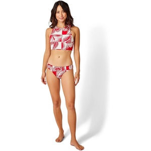 Carve Designs Women’s Sanitas Reversible Top, Navy Haku/Navy Bayside, LG(Checkered Palm/Navy Stripe)
