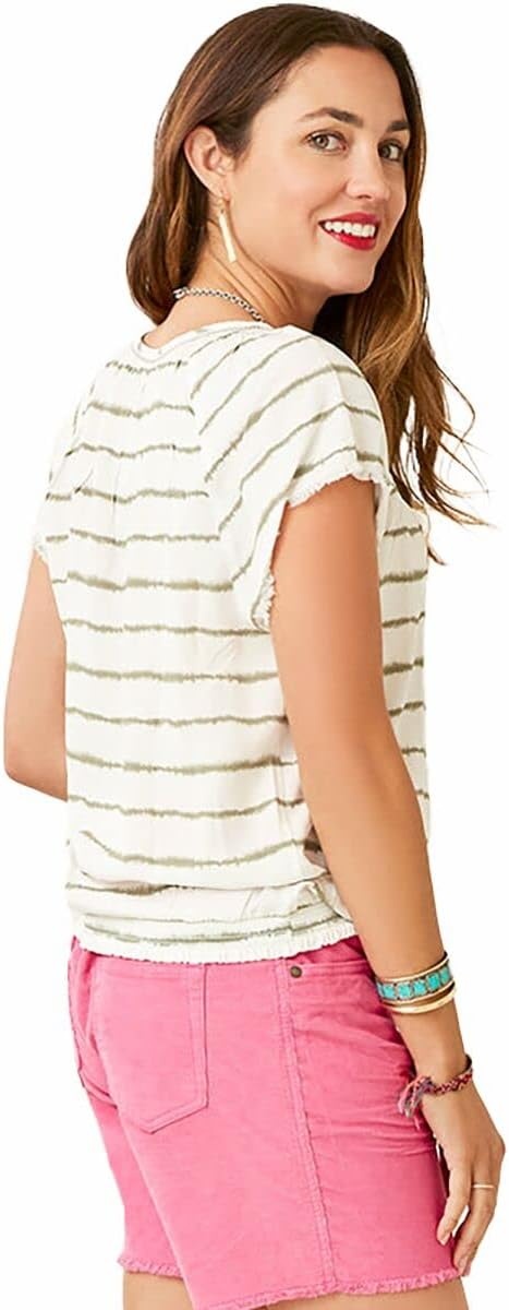 image:imageCarve Designs Womens Lilly TopOlive Tie Dye Stripe
