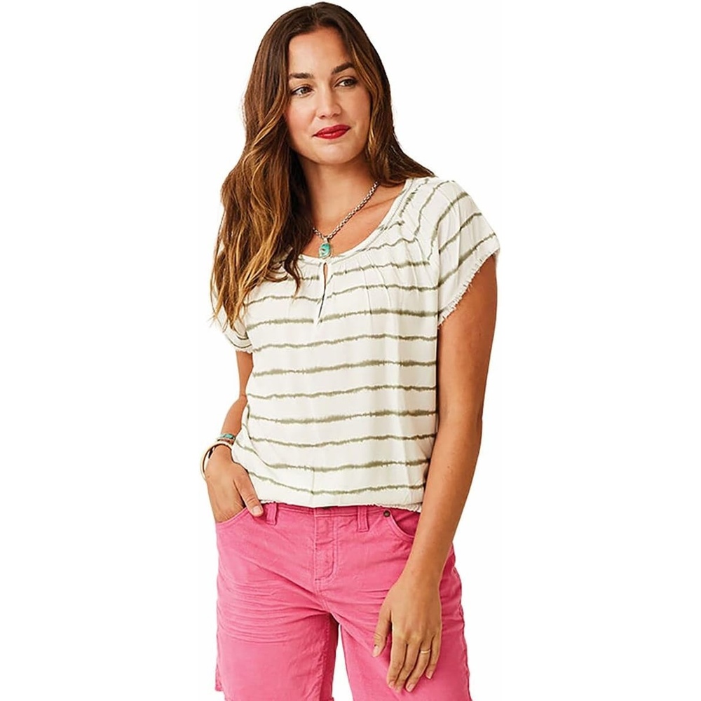 image:imageCarve Designs Womens Lilly TopOlive Tie Dye Stripe