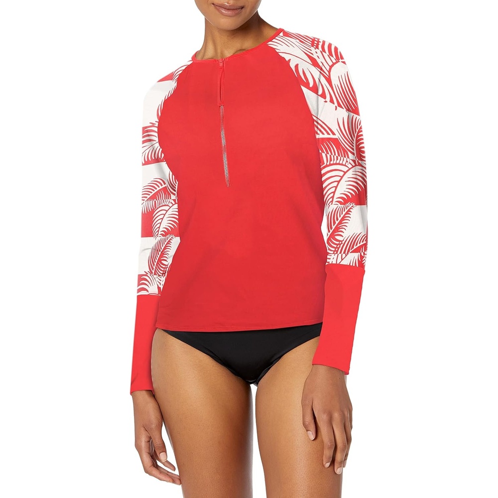 image:imageCarve Designs Womens Kona RashguardHot Red W Checkered Palm