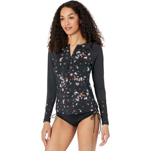 Carve Designs Women’s Kona Rashguard(Feather Floral W. Black)